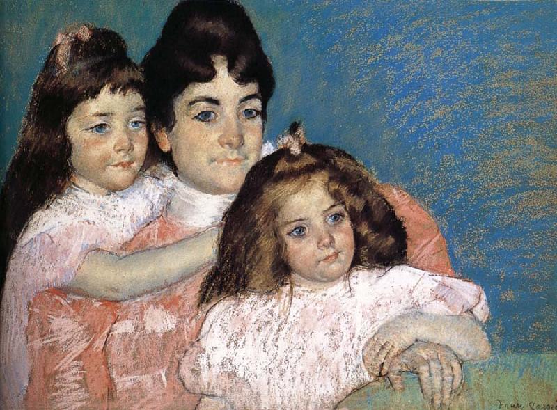 Mary Cassatt The Lady and her two daughter oil painting picture